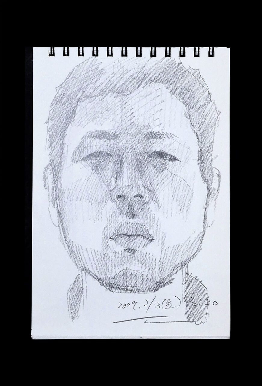 Contemporary artist SHINTAKU Tomoni's 2009/2/13 Self-portrait or pencil drawing