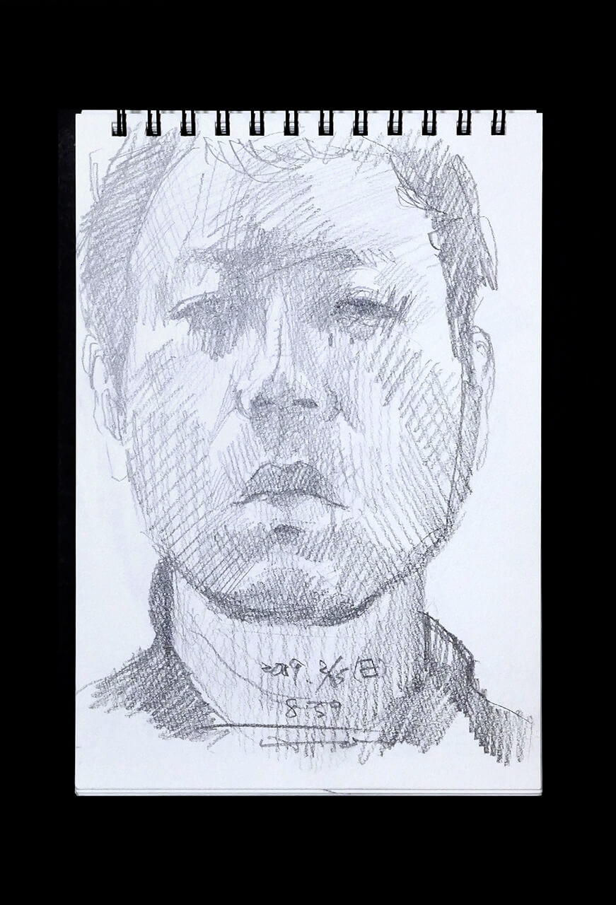Contemporary artist SHINTAKU Tomoni's 2009/2/15 Self-portrait or pencil drawing
