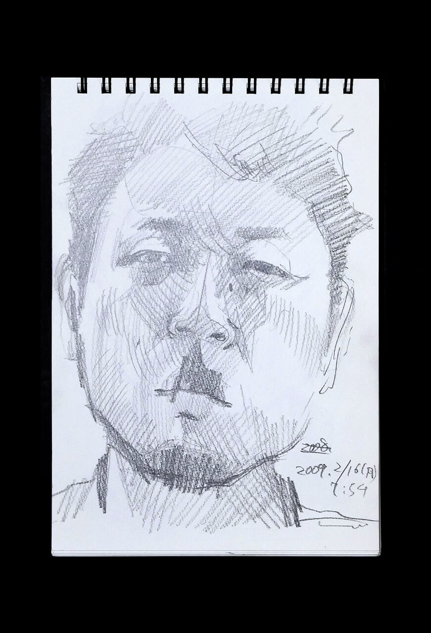 Contemporary artist SHINTAKU Tomoni's 2009/2/16 Self-portrait or pencil drawing