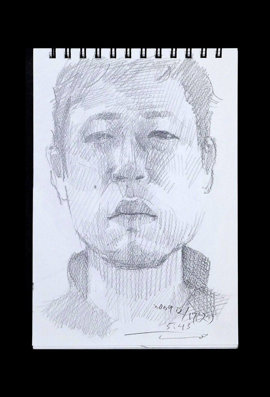 Contemporary artist SHINTAKU Tomoni's 2009/2/17 Self-portrait or pencil drawing