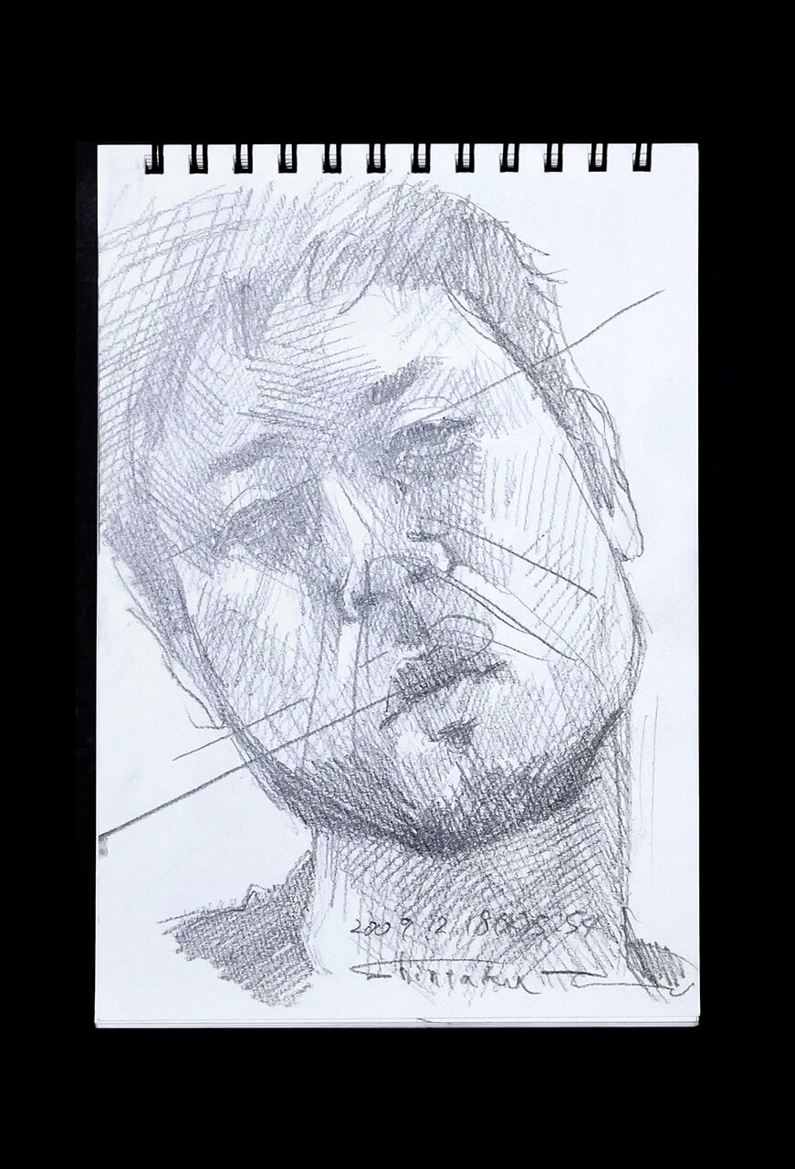 Contemporary artist SHINTAKU Tomoni's 2009/2/18 Self-portrait or pencil drawing