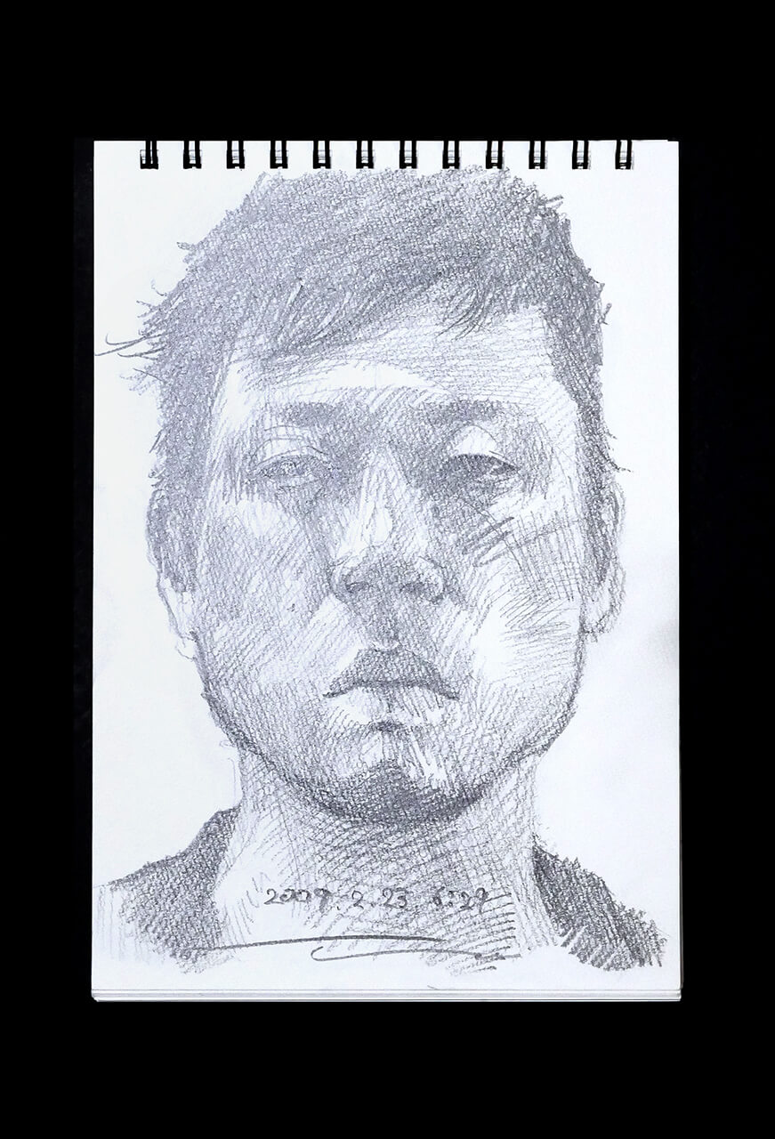 Contemporary artist SHINTAKU Tomoni's 2009/2/23 Self-portrait or pencil drawing