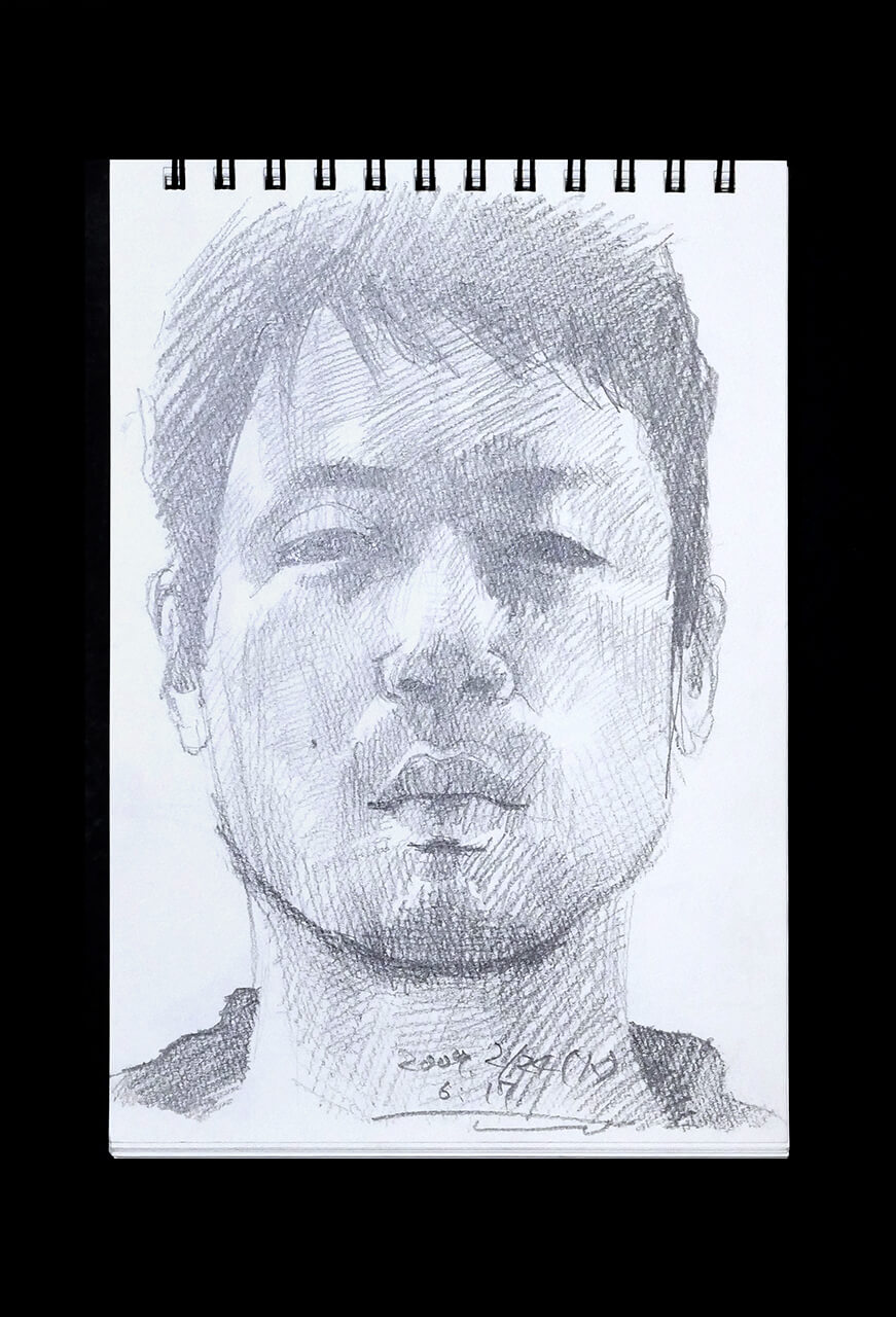 Contemporary artist SHINTAKU Tomoni's 2009/2/24 Self-portrait or pencil drawing