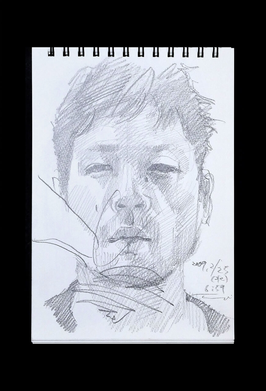 Contemporary artist SHINTAKU Tomoni's 2009/2/25 Self-portrait or pencil drawing