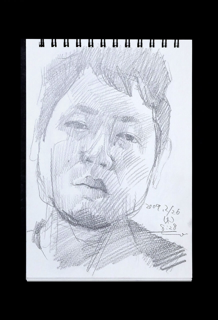 Contemporary artist SHINTAKU Tomoni's 2009/2/26 Self-portrait or pencil drawing