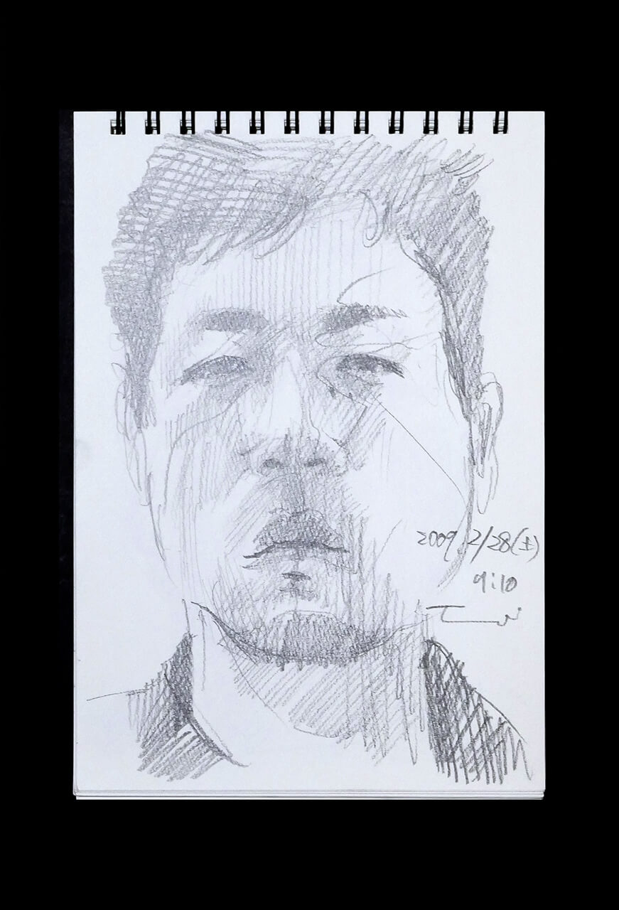 Contemporary artist SHINTAKU Tomoni's 2009/2/28 Self-portrait or pencil drawing