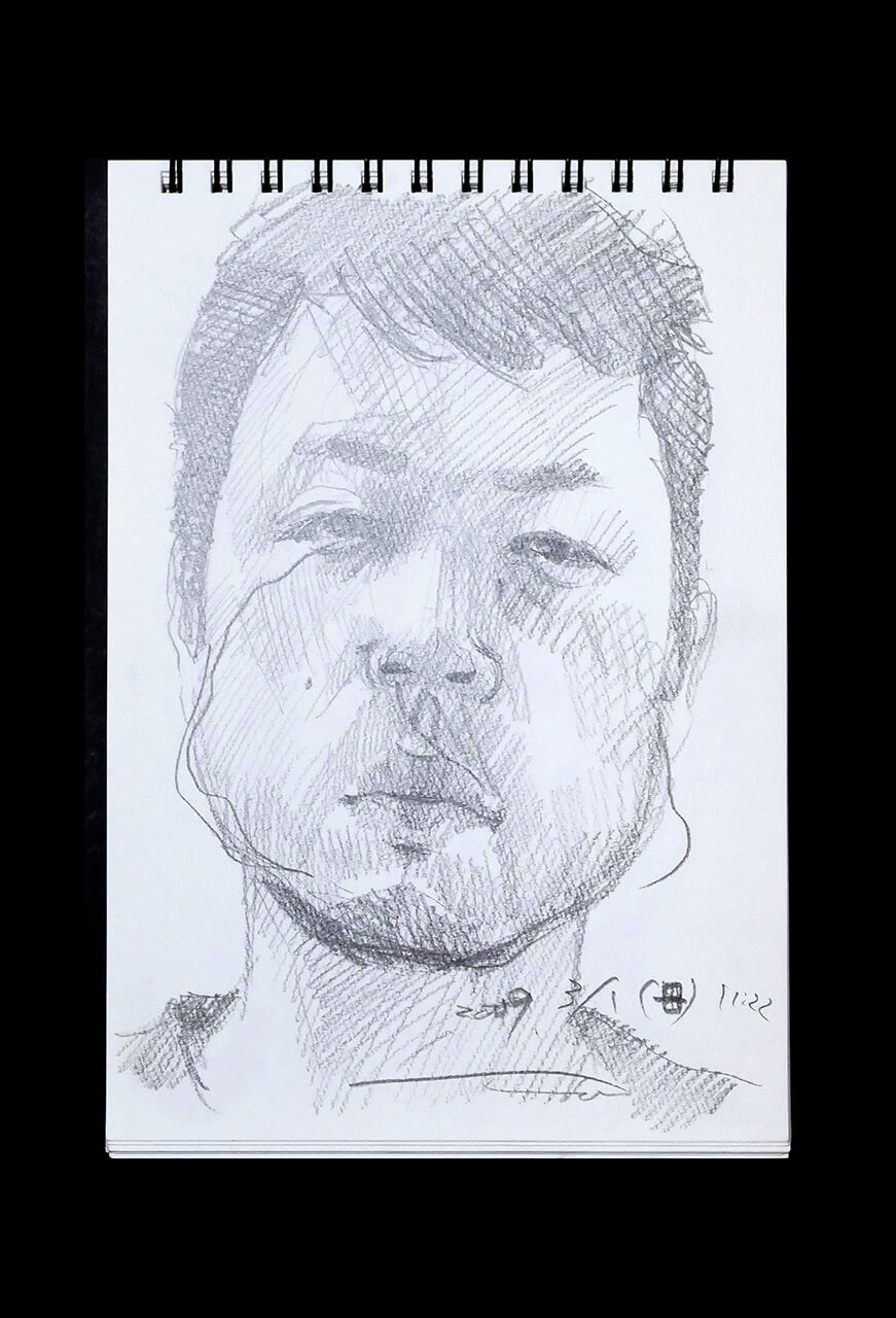 Contemporary artist SHINTAKU Tomoni's 2009/3/1 Self-portrait or pencil drawing