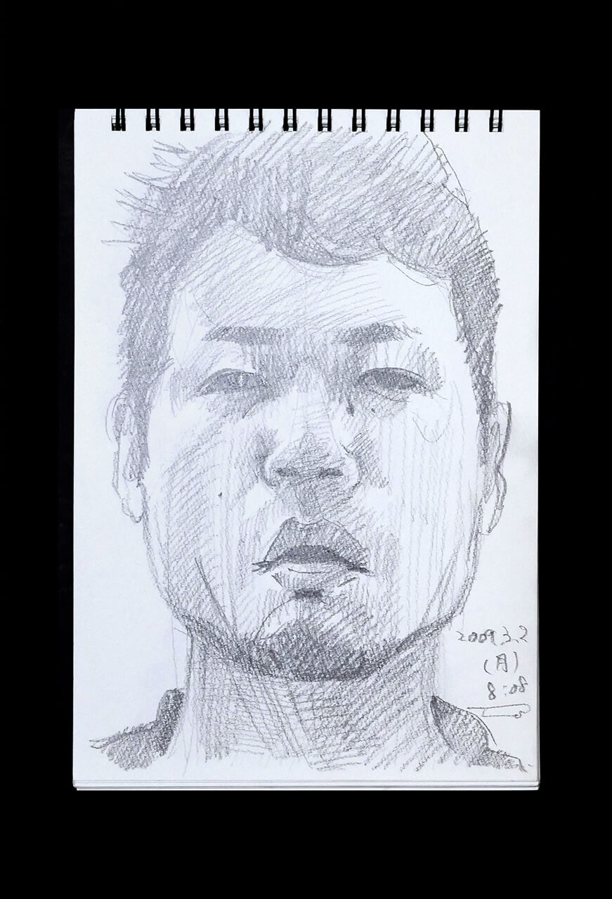 Contemporary artist SHINTAKU Tomoni's 2009/3/2 Self-portrait or pencil drawing