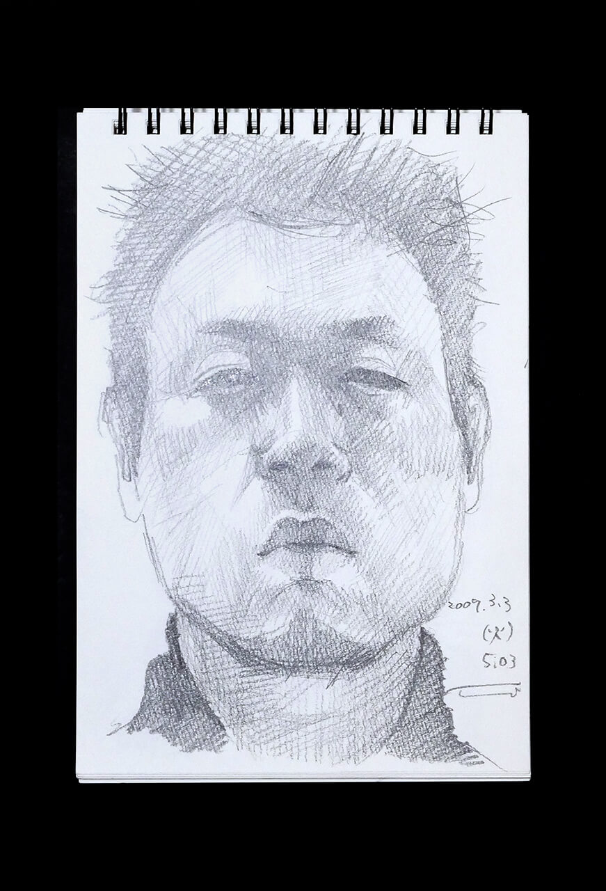 Contemporary artist SHINTAKU Tomoni's 2009/3/3 Self-portrait or pencil drawing