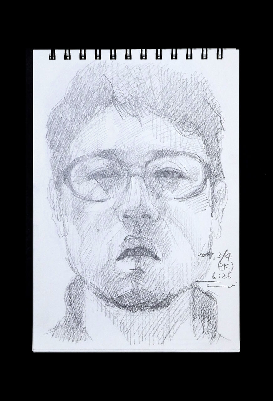Contemporary artist SHINTAKU Tomoni's 2009/3/4 Self-portrait or pencil drawing