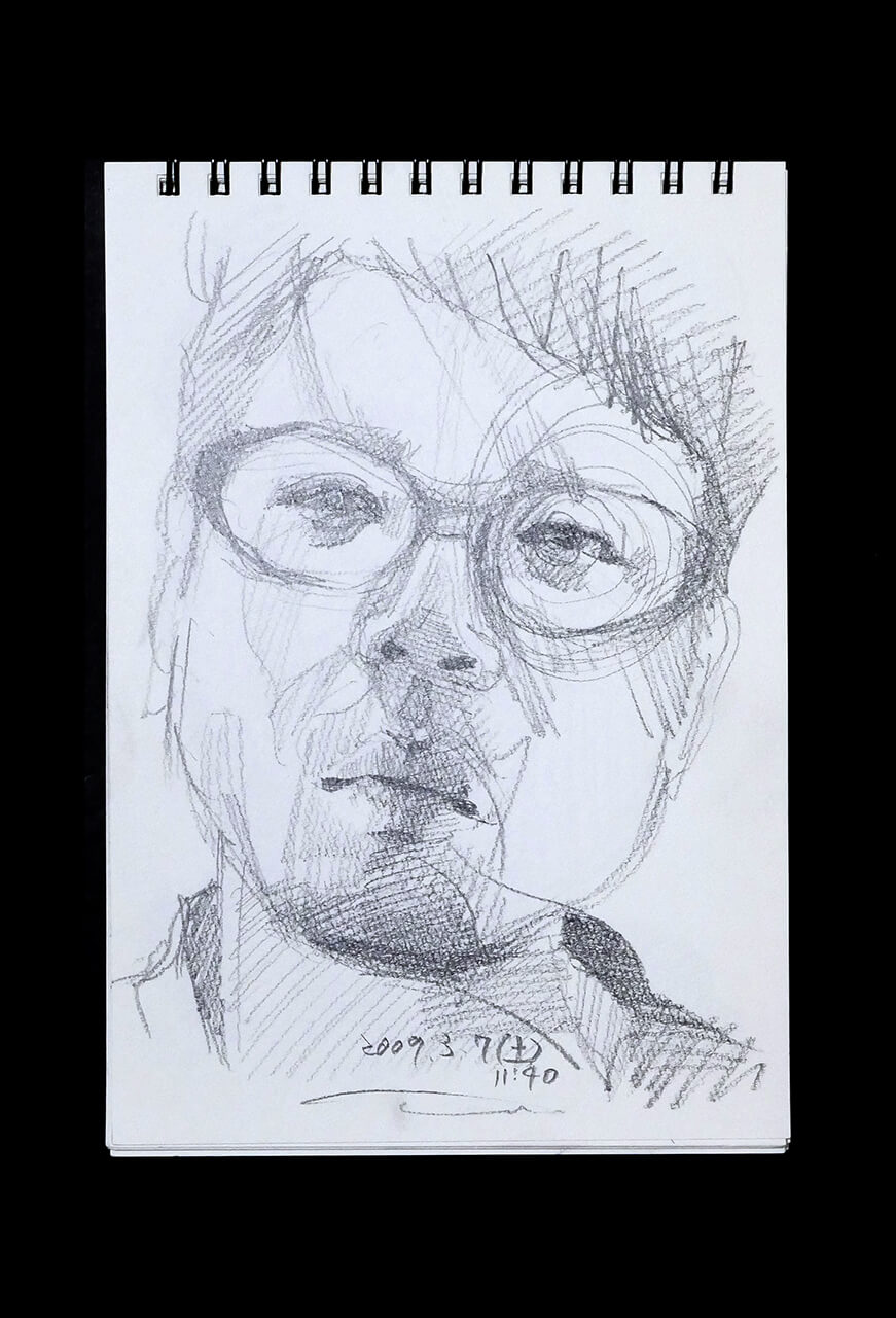 Contemporary artist SHINTAKU Tomoni's 2009/3/7 Self-portrait or pencil drawing