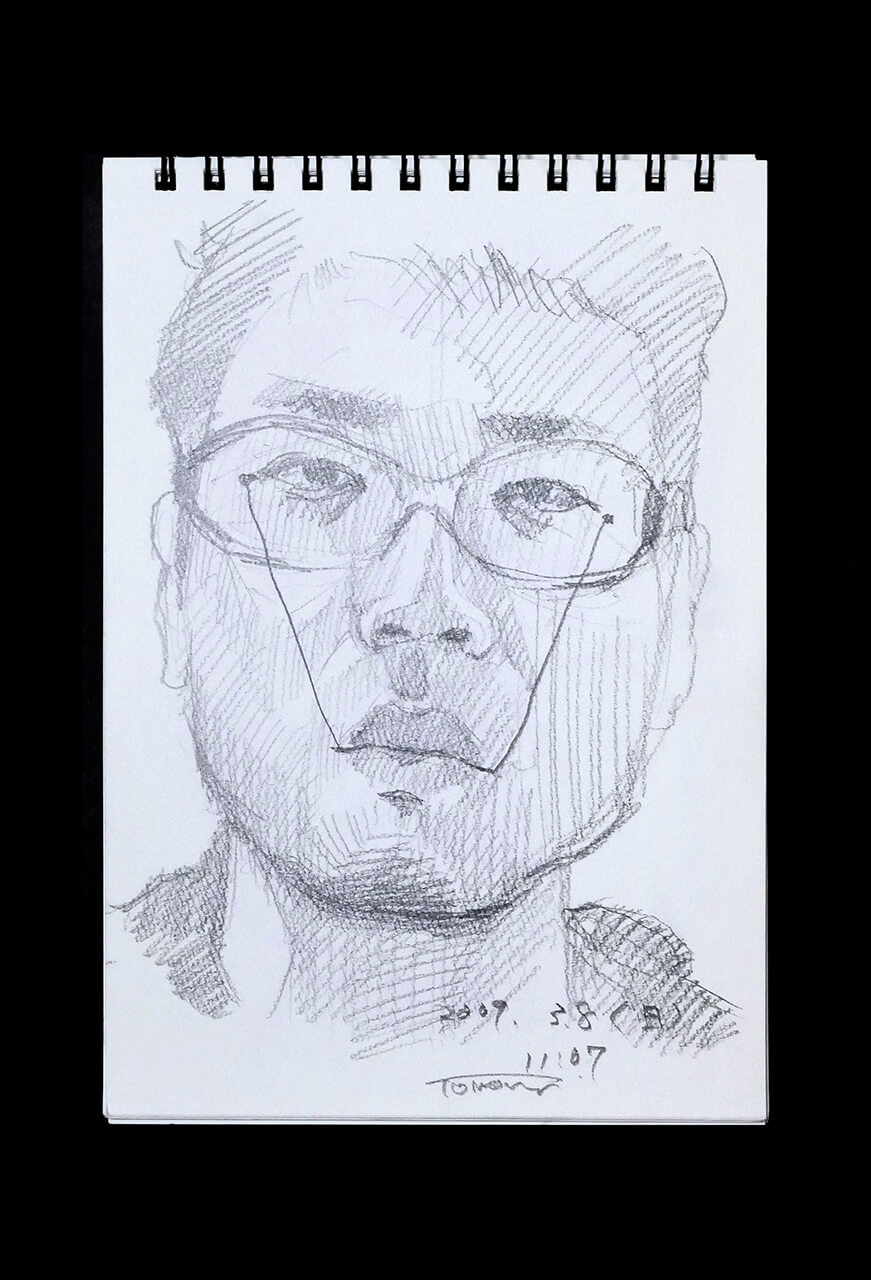 Contemporary artist SHINTAKU Tomoni's 2009/3/8 Self-portrait or pencil drawing