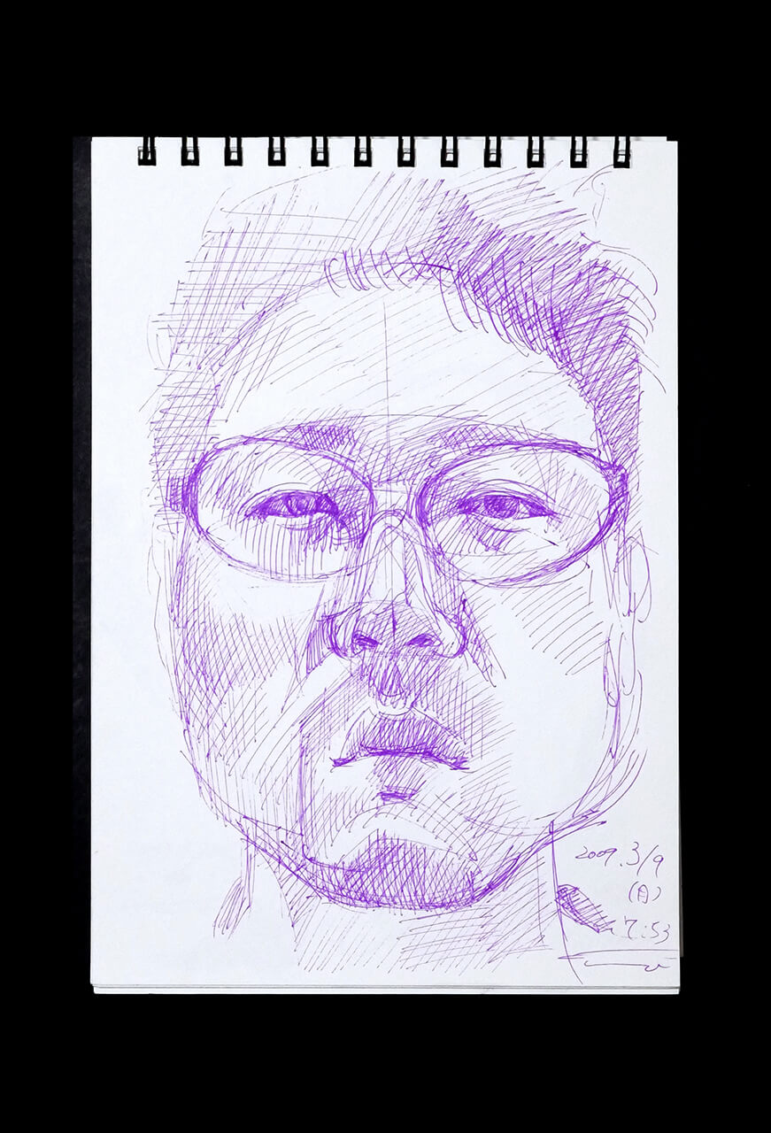 Contemporary artist SHINTAKU Tomoni's 2009/3/9 Self-portrait or pencil drawing