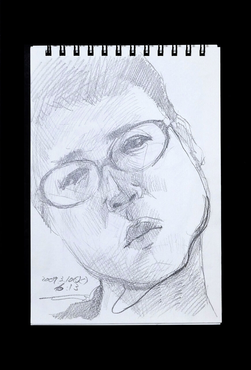 Contemporary artist SHINTAKU Tomoni's 2009/3/10 Self-portrait or pencil drawing
