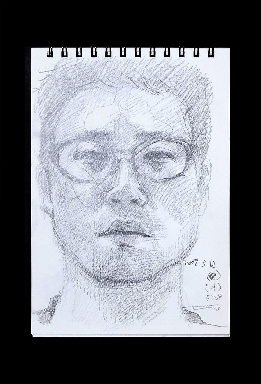 Contemporary artist SHINTAKU Tomoni's 2009/3/12 Self-portrait or pencil drawing