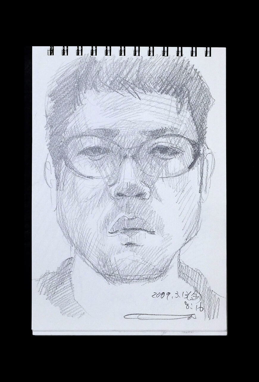Contemporary artist SHINTAKU Tomoni's 2009/3/13 Self-portrait or pencil drawing