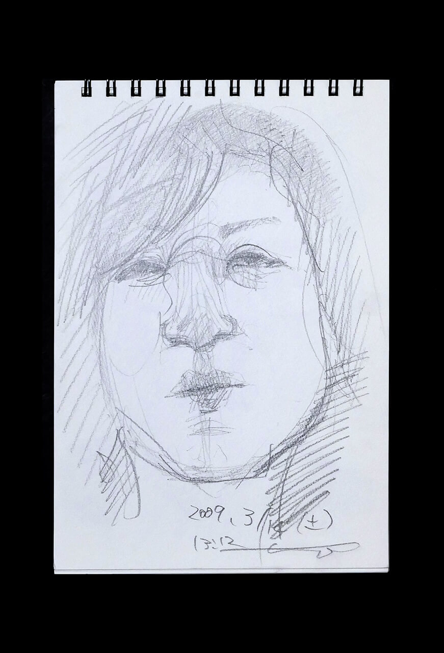 Contemporary artist SHINTAKU Tomoni's 2009/3/14 Self-portrait or pencil drawing