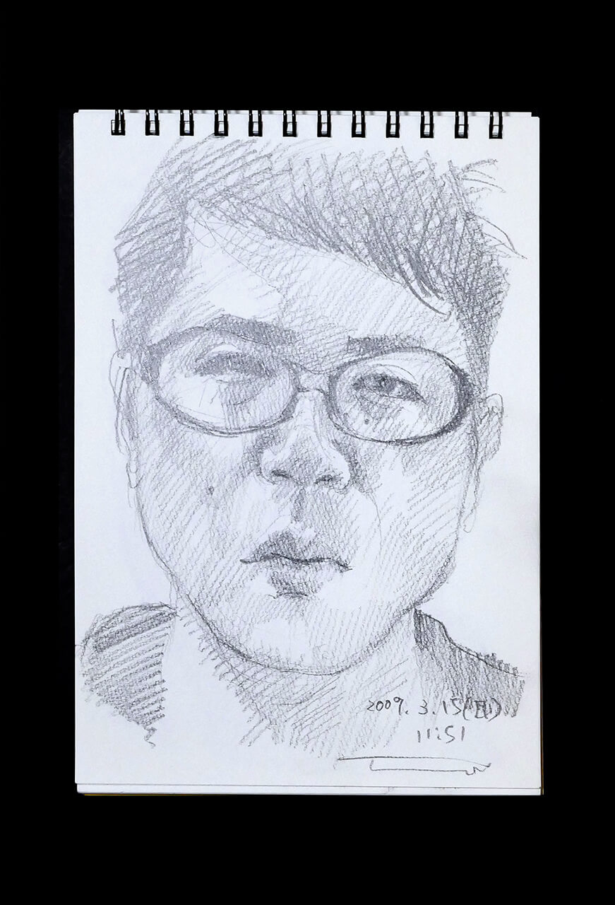 Contemporary artist SHINTAKU Tomoni's 2009/3/15 Self-portrait or pencil drawing