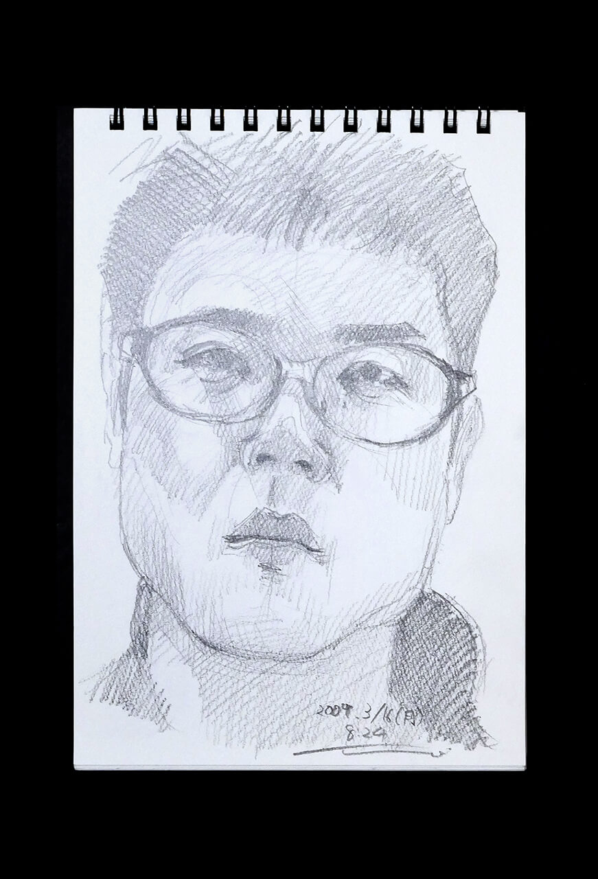 Contemporary artist SHINTAKU Tomoni's 2009/3/16 Self-portrait or pencil drawing