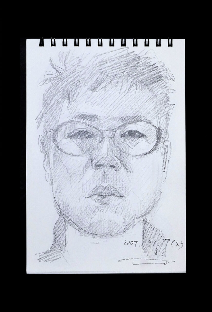 Contemporary artist SHINTAKU Tomoni's 2009/3/17 Self-portrait or pencil drawing