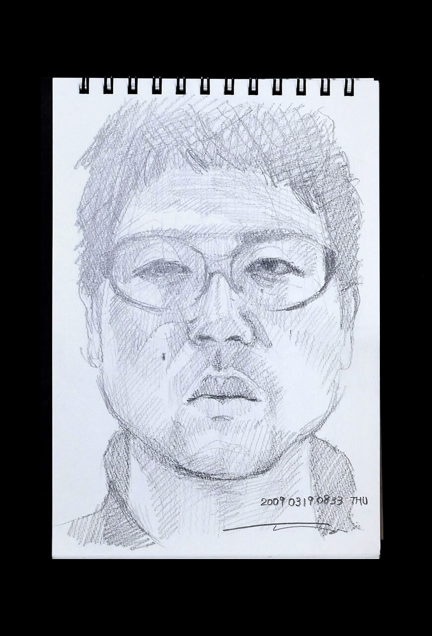 Contemporary artist SHINTAKU Tomoni's 2009/3/19 Self-portrait or pencil drawing
