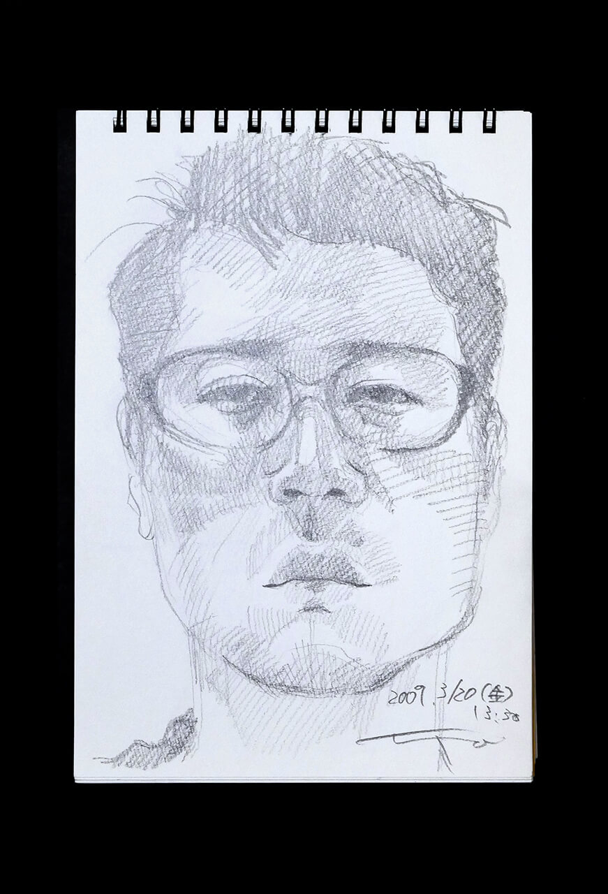 Contemporary artist SHINTAKU Tomoni's 2009/3/20 Self-portrait or pencil drawing