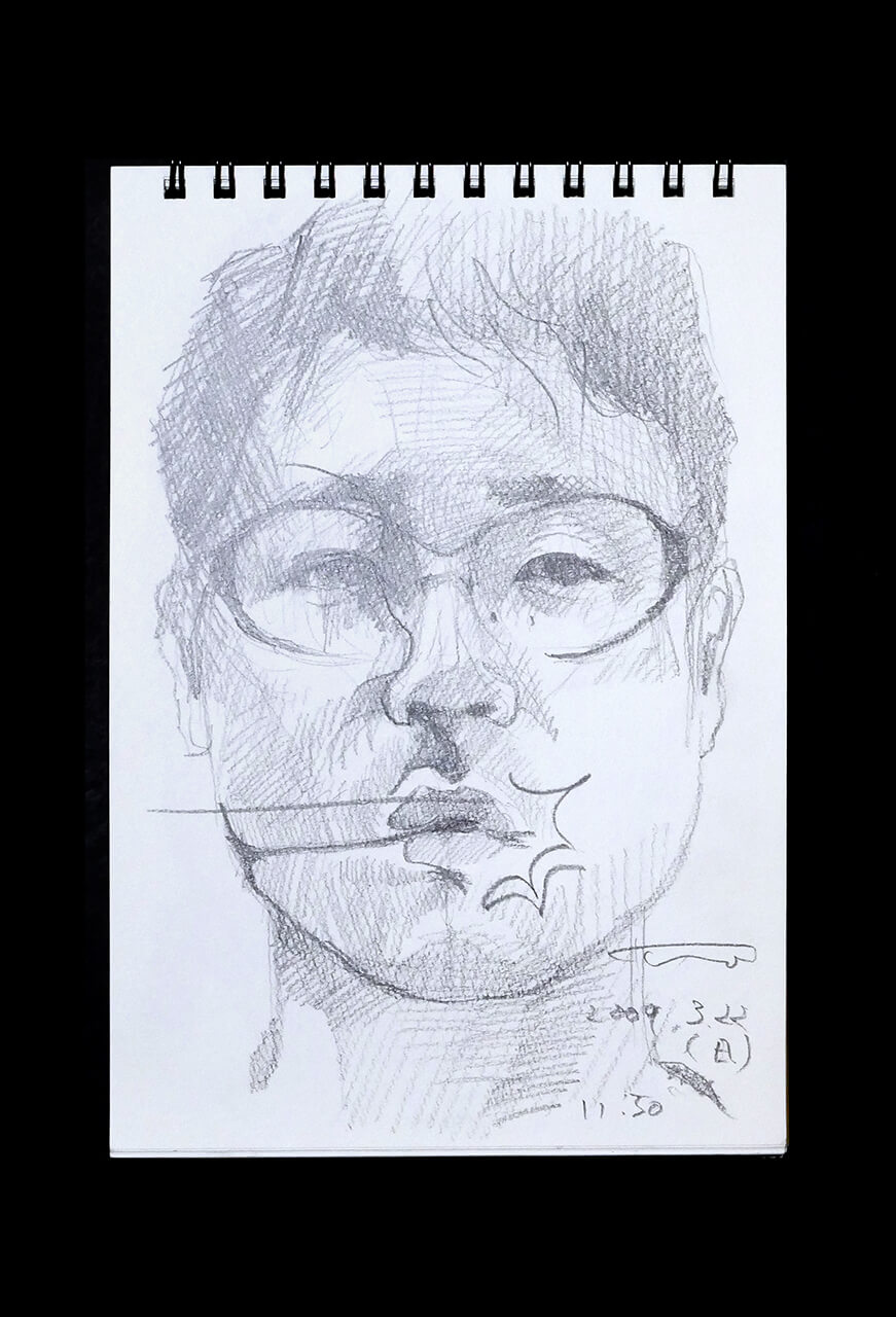Contemporary artist SHINTAKU Tomoni's 2009/3/22 Self-portrait or pencil drawing