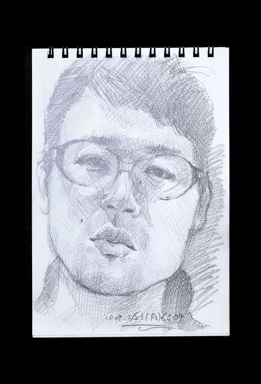 Contemporary artist SHINTAKU Tomoni's 2009/3/23 Self-portrait or pencil drawing