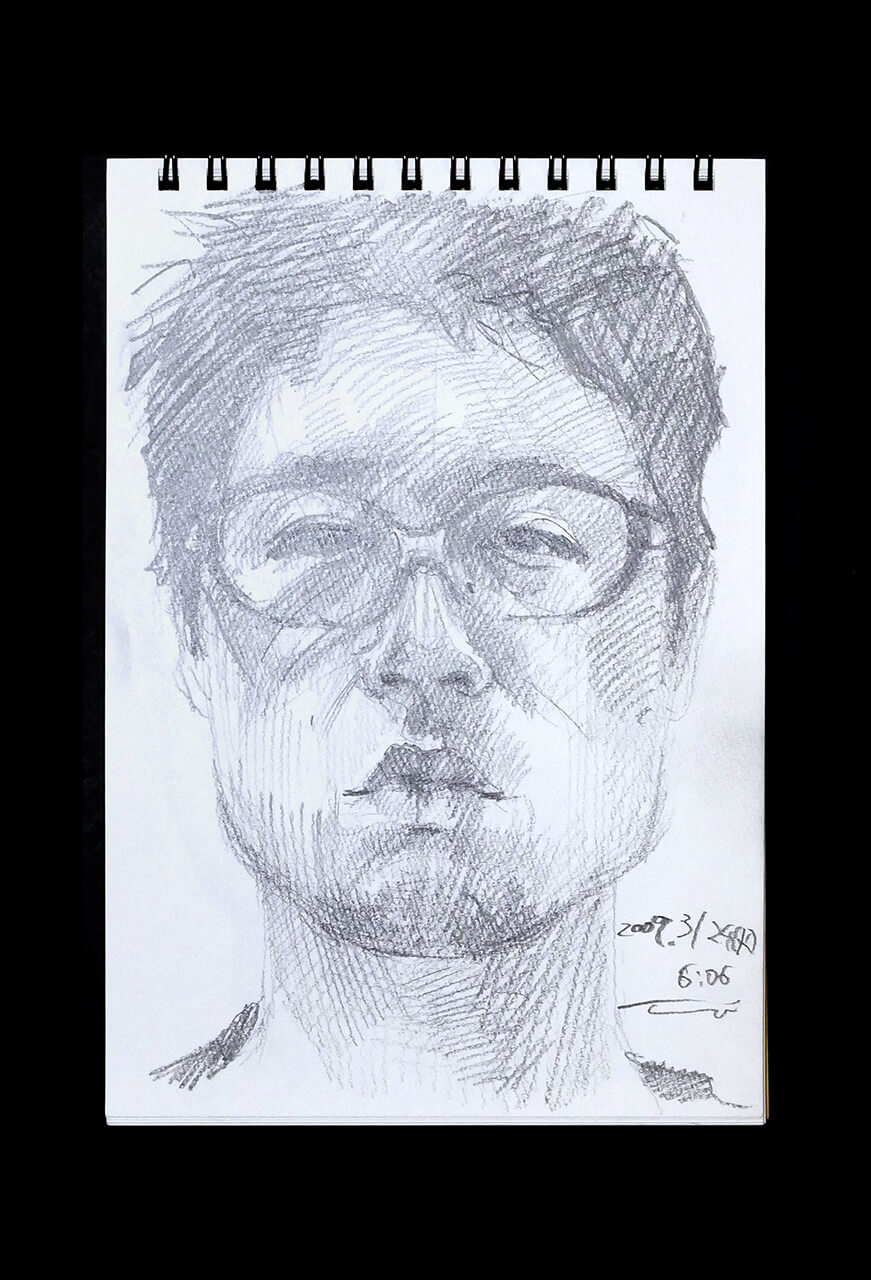 Contemporary artist SHINTAKU Tomoni's 2009/3/24 Self-portrait or pencil drawing