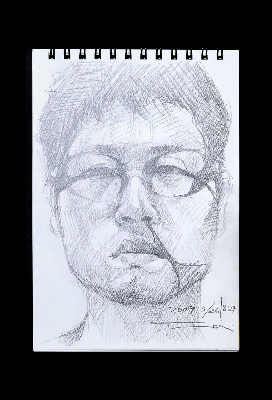 Contemporary artist SHINTAKU Tomoni's 2009/3/26 Self-portrait or pencil drawing