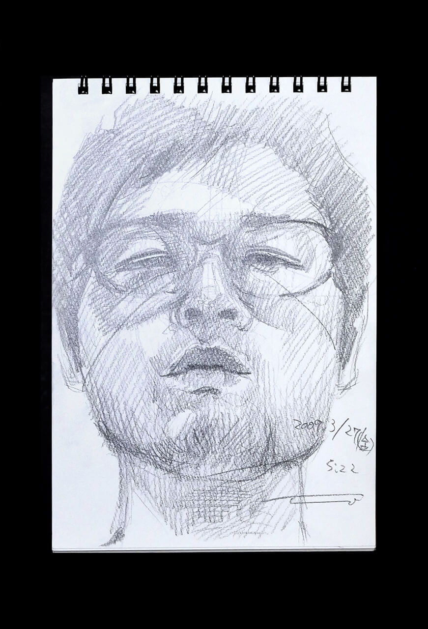 Contemporary artist SHINTAKU Tomoni's 2009/3/27 Self-portrait or pencil drawing