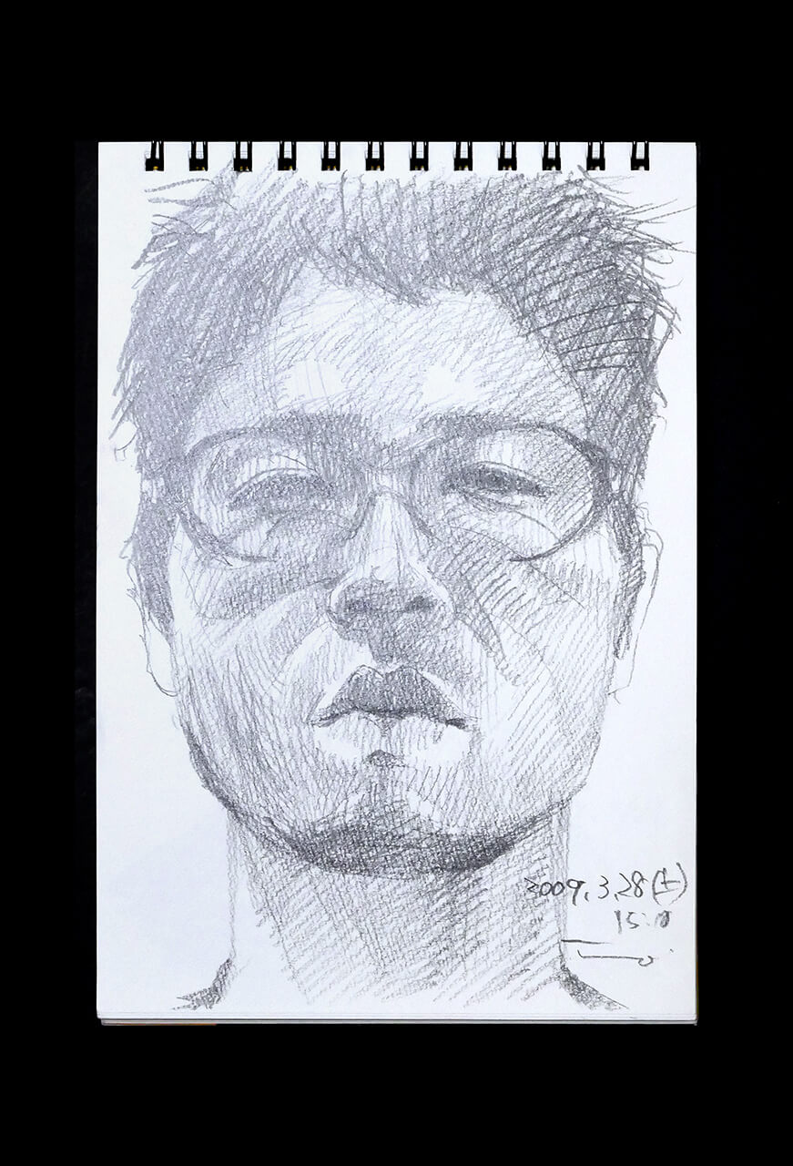 Contemporary artist SHINTAKU Tomoni's 2009/3/28 Self-portrait or pencil drawing