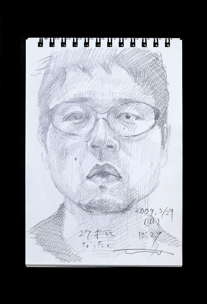 Contemporary artist SHINTAKU Tomoni's 2009/3/29 Self-portrait or pencil drawing