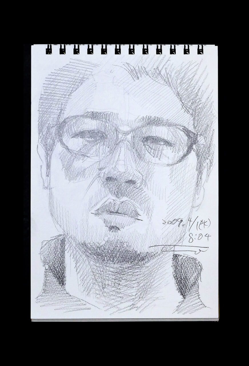 Contemporary artist SHINTAKU Tomoni's 2009/4/1 Self-portrait or pencil drawing