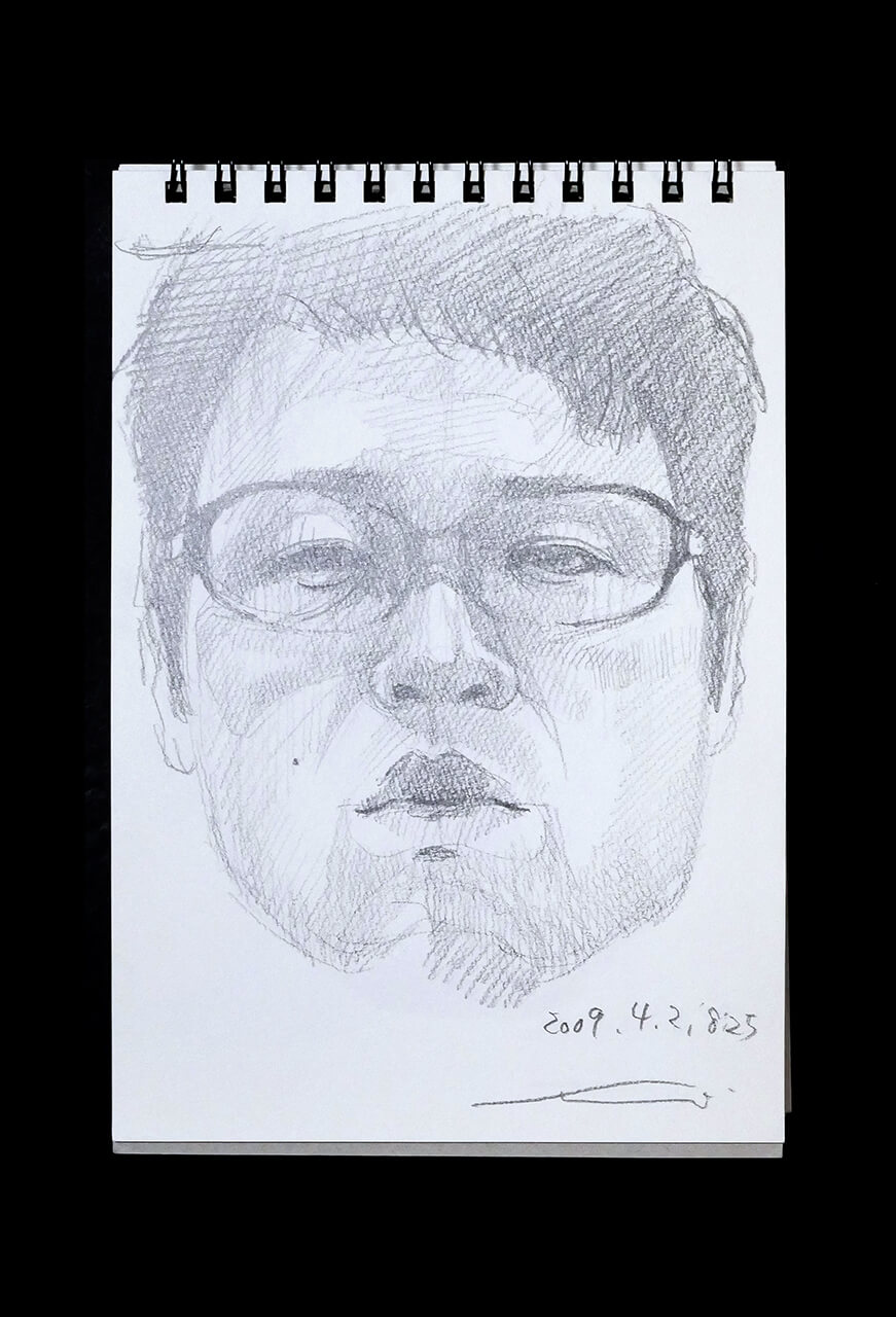 Contemporary artist SHINTAKU Tomoni's 2009/4/2 Self-portrait or pencil drawing