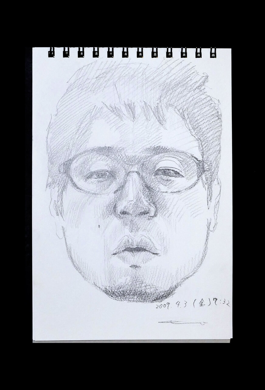 Contemporary artist SHINTAKU Tomoni's 2009/4/3 Self-portrait or pencil drawing