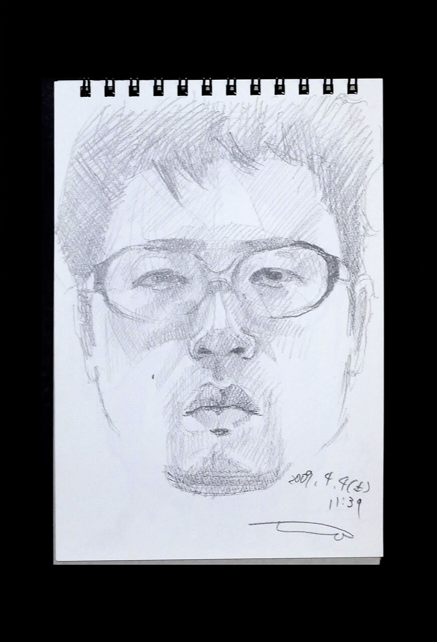 Contemporary artist SHINTAKU Tomoni's 2009/4/4 Self-portrait or pencil drawing