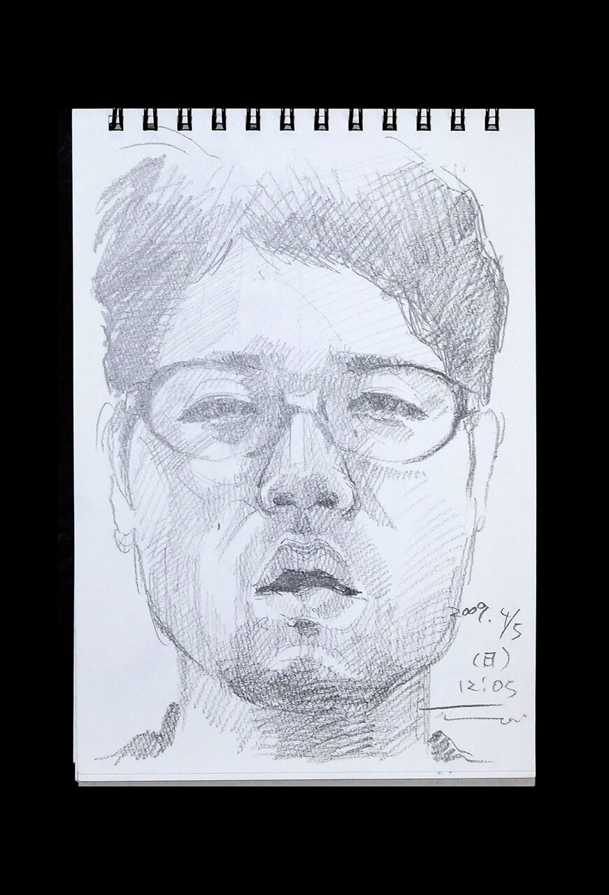 Contemporary artist SHINTAKU Tomoni's 2009/4/5 Self-portrait or pencil drawing