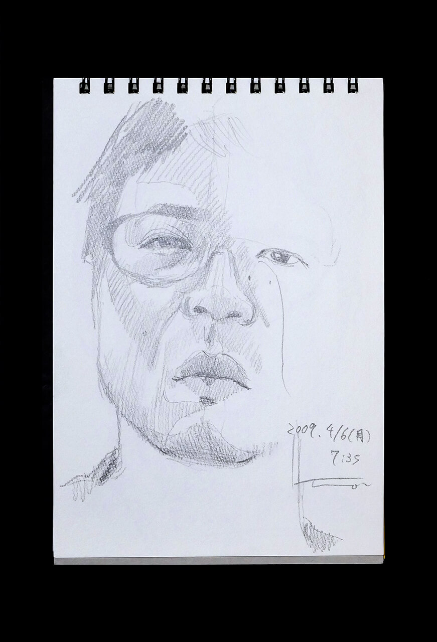 Contemporary artist SHINTAKU Tomoni's 2009/4/6 Self-portrait or pencil drawing