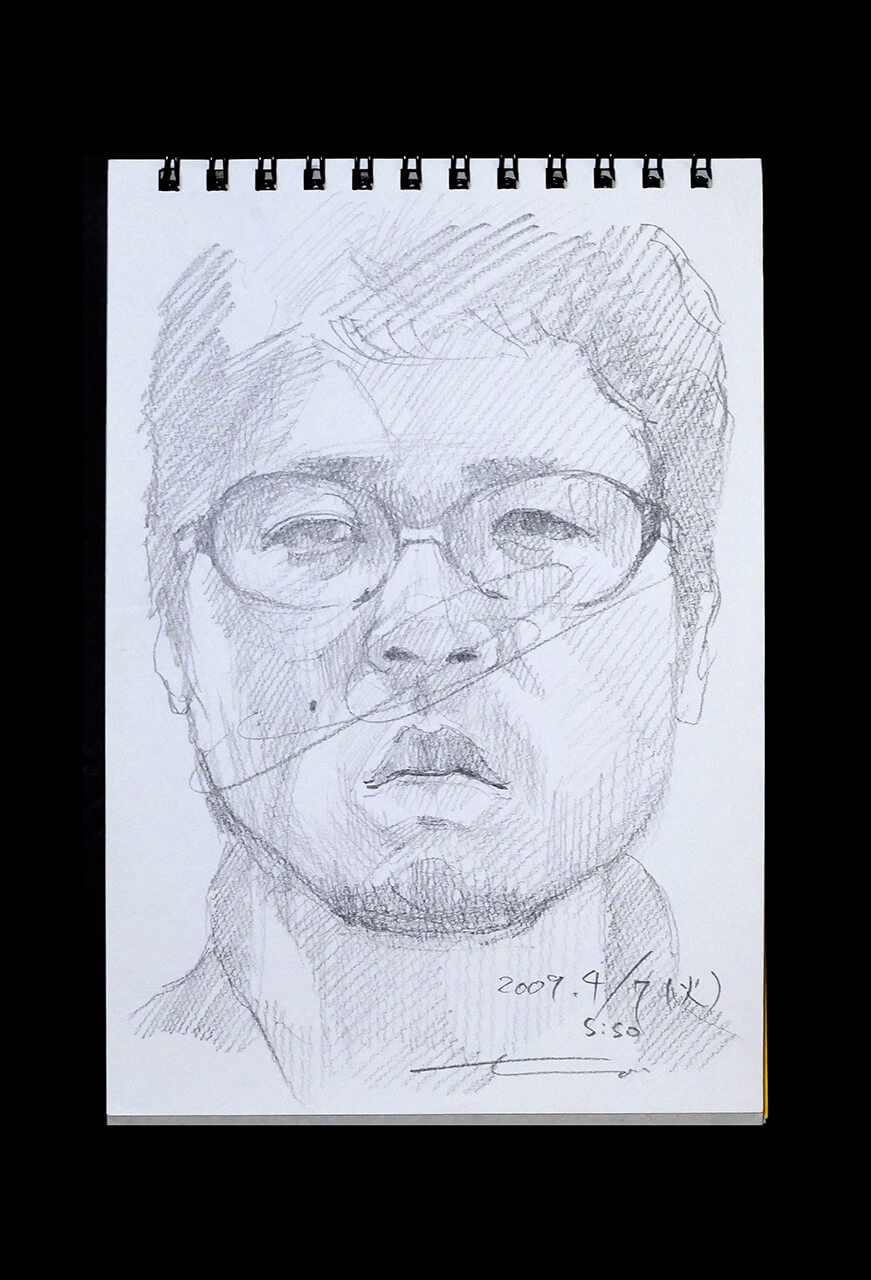 Contemporary artist SHINTAKU Tomoni's 2009/4/7 Self-portrait or pencil drawing