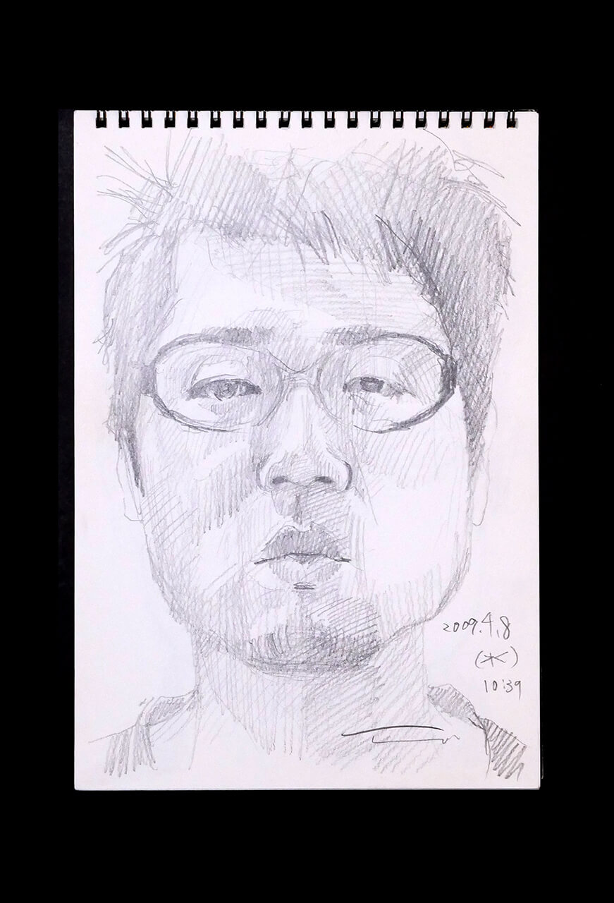 Contemporary artist SHINTAKU Tomoni's 2009/4/8 Self-portrait or pencil drawing
