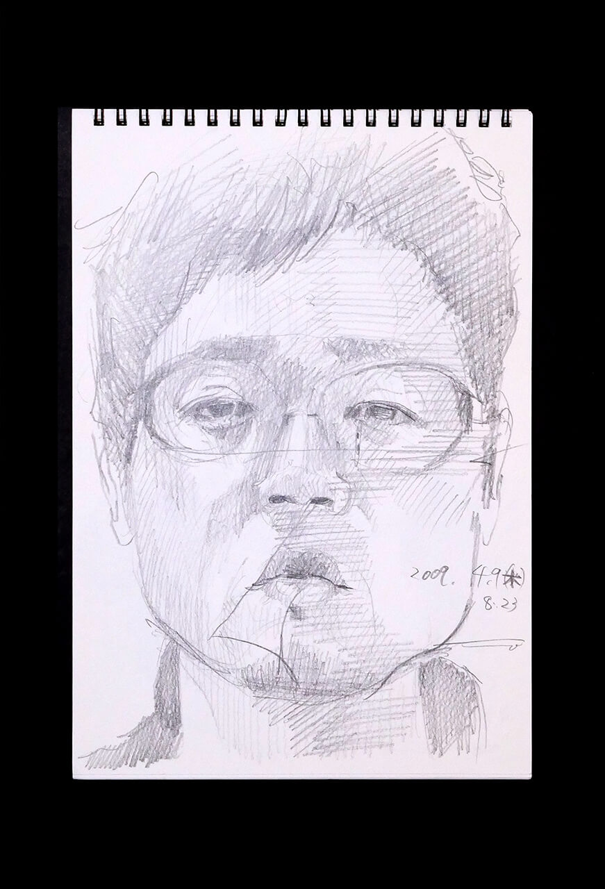 Contemporary artist SHINTAKU Tomoni's 2009/4/9 Self-portrait or pencil drawing