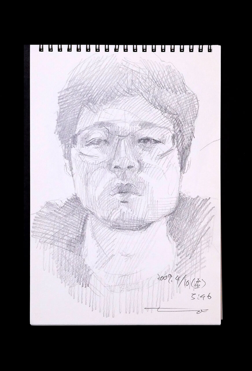 Contemporary artist SHINTAKU Tomoni's 2009/4/10 Self-portrait or pencil drawing