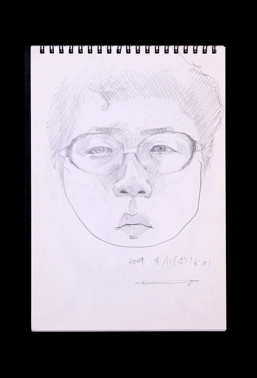 Contemporary artist SHINTAKU Tomoni's 2009/4/11 Self-portrait or pencil drawing