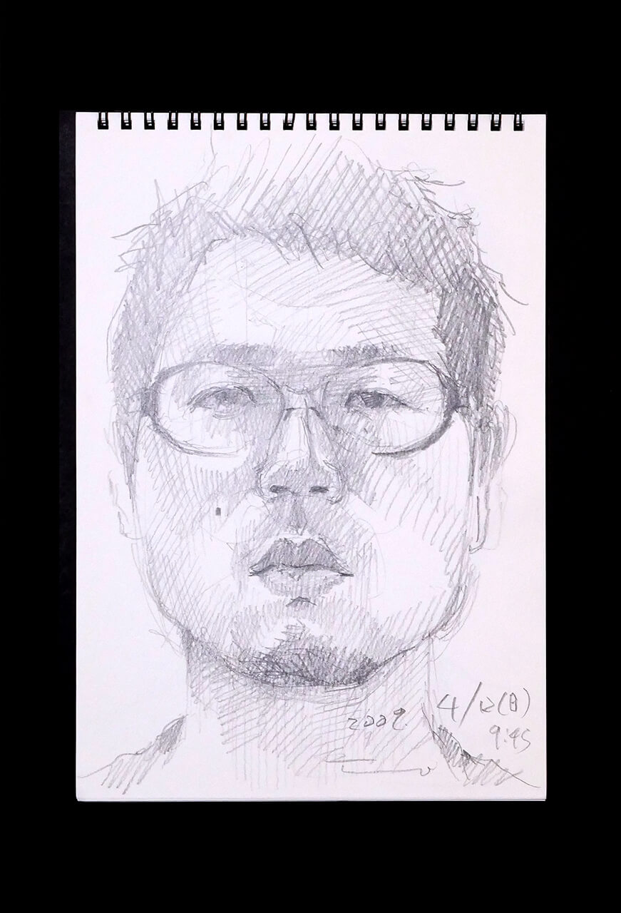 Contemporary artist SHINTAKU Tomoni's 2009/4/12 Self-portrait or pencil drawing