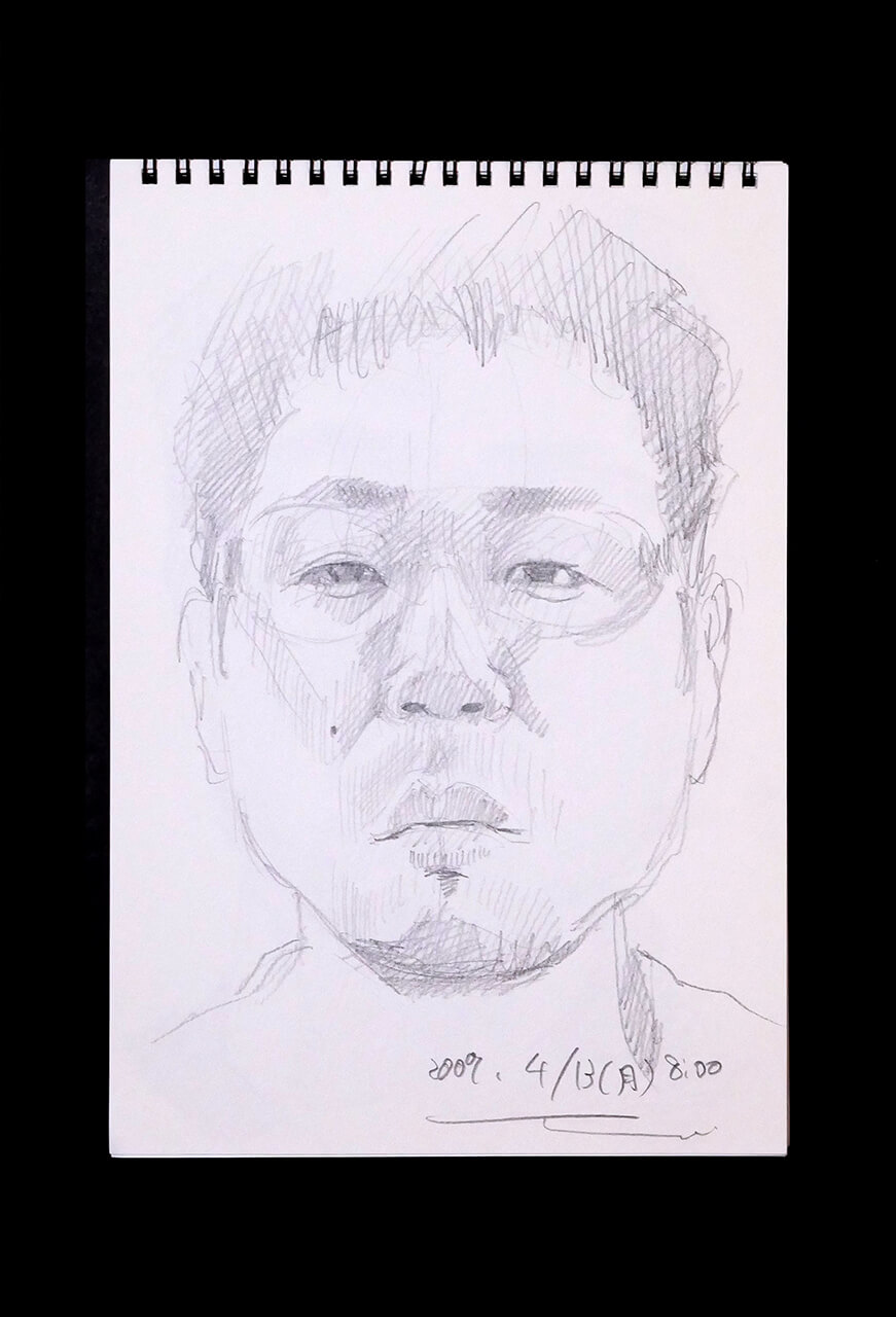 Contemporary artist SHINTAKU Tomoni's 2009/4/13 Self-portrait or pencil drawing