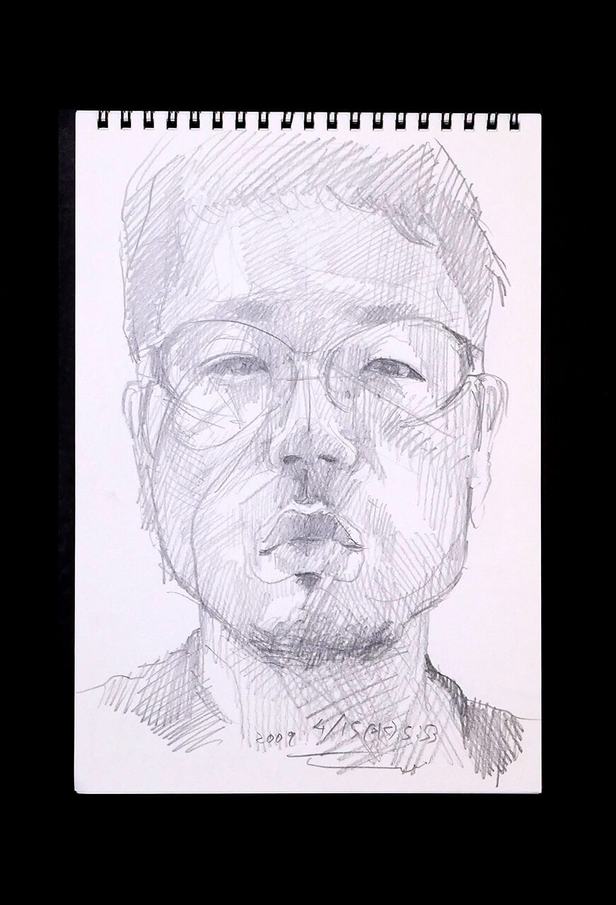 Contemporary artist SHINTAKU Tomoni's 2009/4/15 Self-portrait or pencil drawing