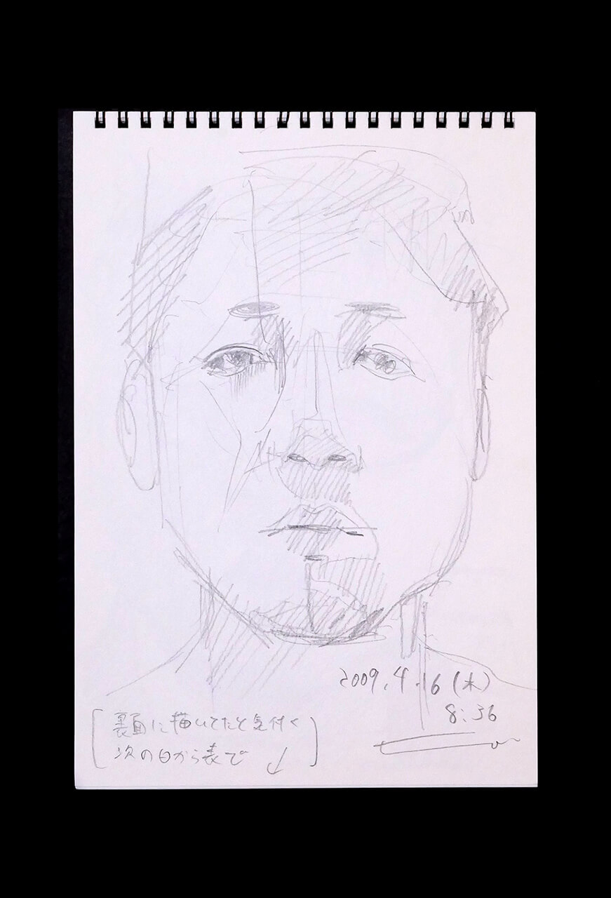 Contemporary artist SHINTAKU Tomoni's 2009/4/16 Self-portrait or pencil drawing