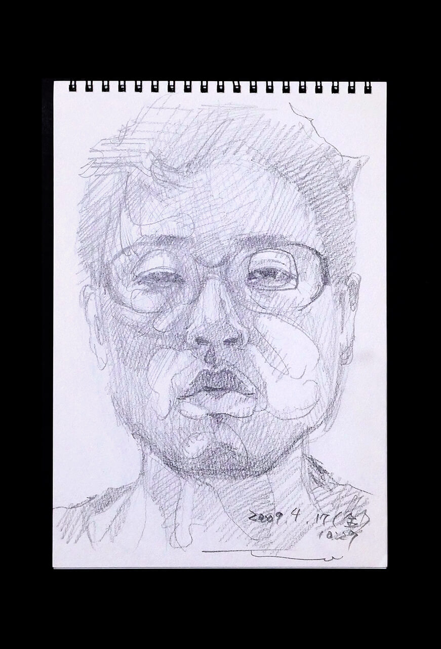 Contemporary artist SHINTAKU Tomoni's 2009/4/17 Self-portrait or pencil drawing