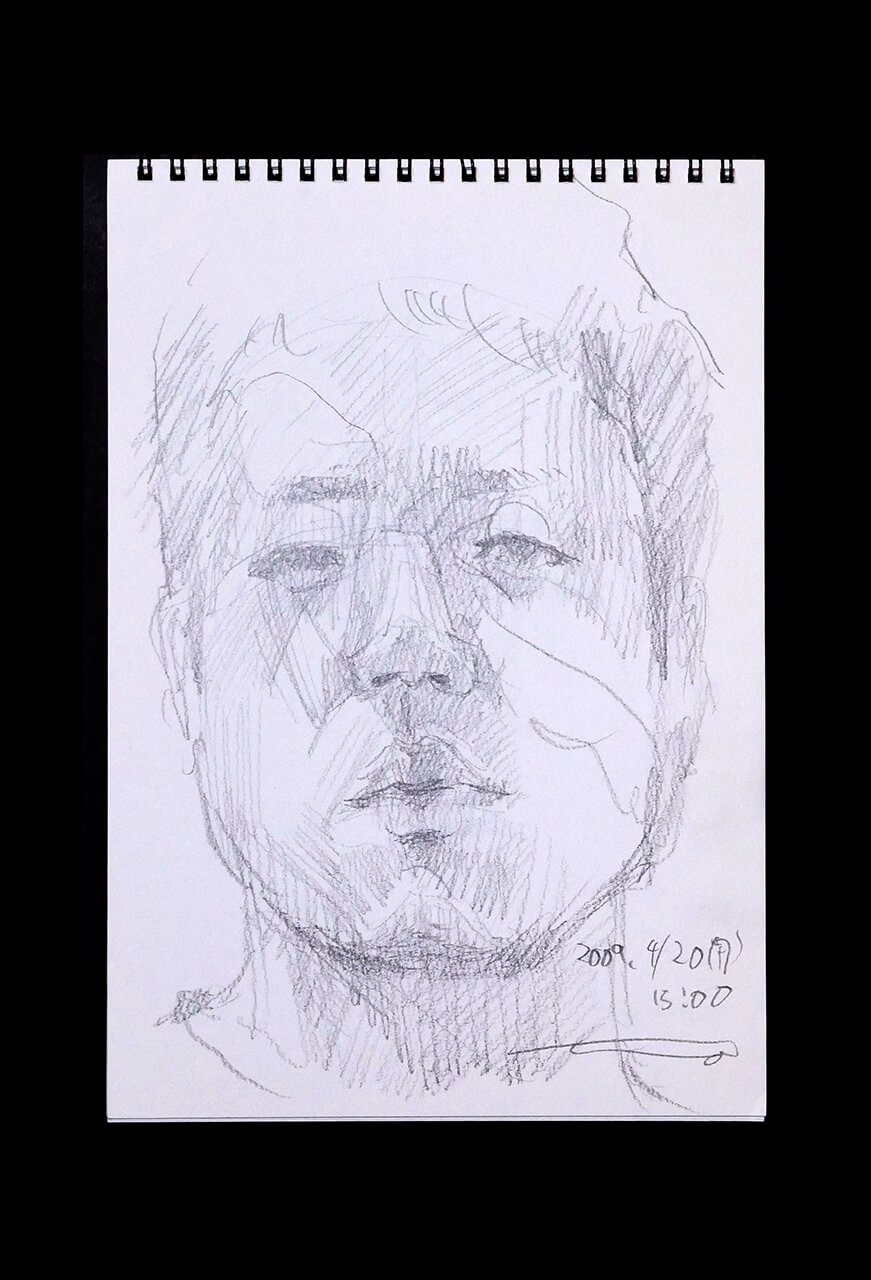 Contemporary artist SHINTAKU Tomoni's 2009/4/20 Self-portrait or pencil drawing